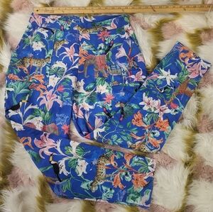 Blackmilk Animal Fleece Lined Pants Zoo elephant zebra cheetah floral